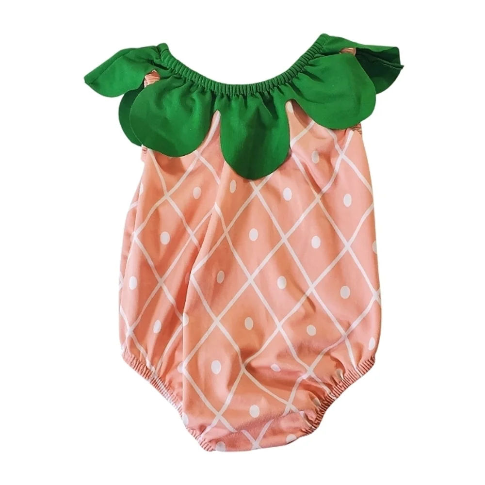 K1340 * Unbranded Girls Pineapple One Piece Swimsuit Pink Peach Size 24M